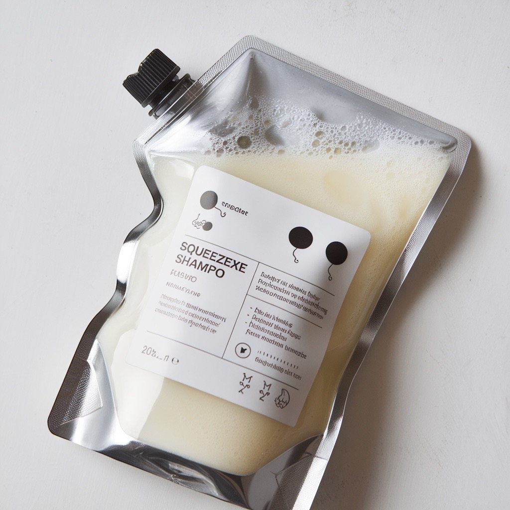 Shaped pouch for shampoo refill